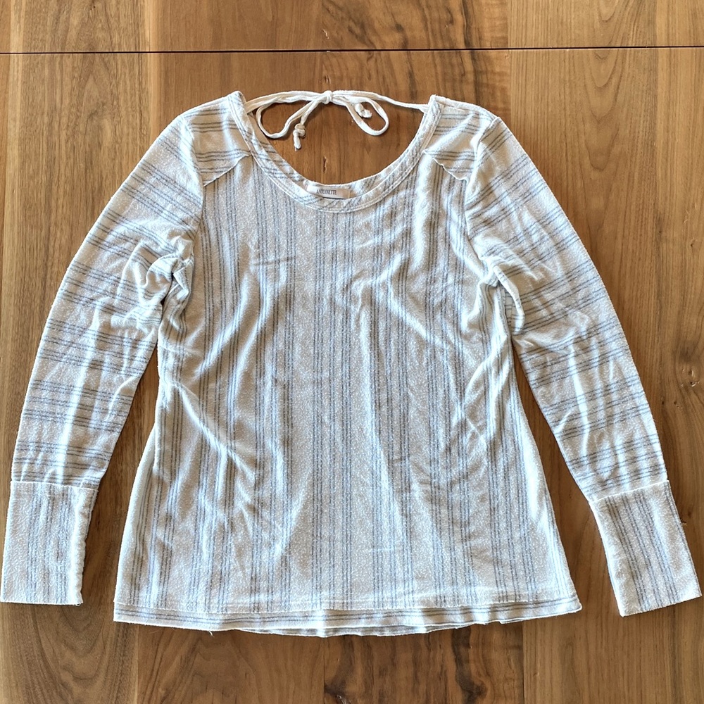 Cream/Blue Boatneck Top size M